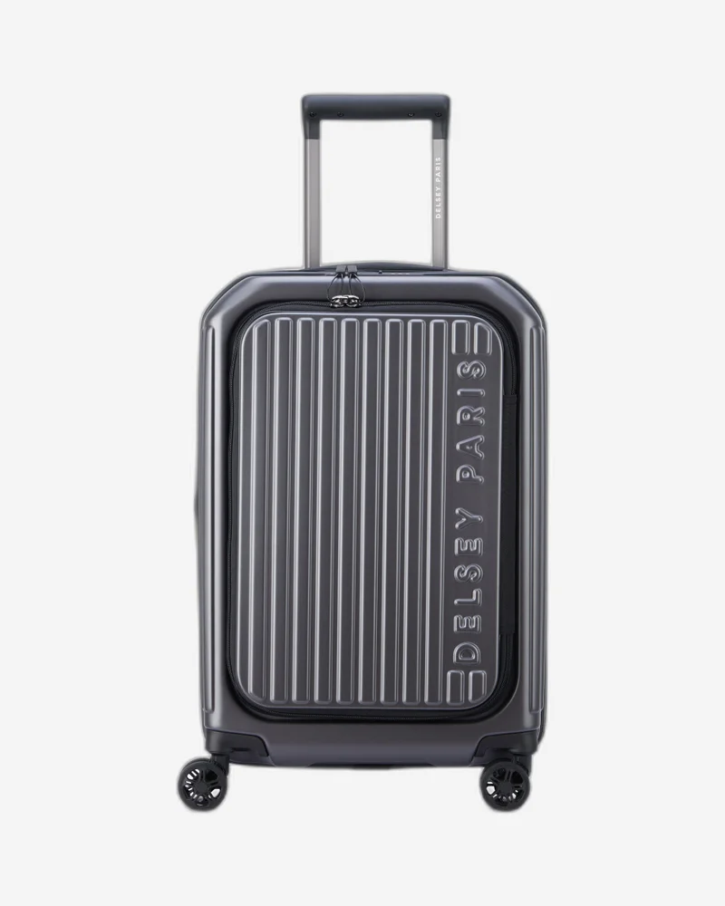 ديلسي _باريس securitime front opening 55 cm 4 double wheeled expandable cabin luggage trolley case - anthracite